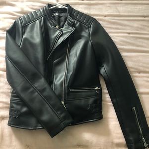 ZARA black faux leather biker jacket